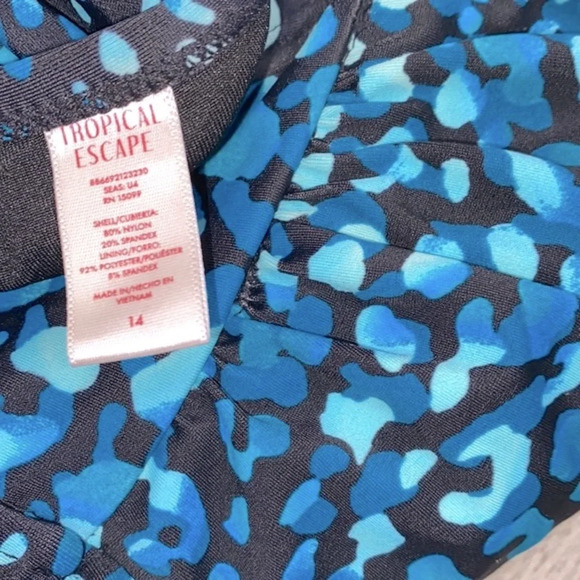 Tropical escape turquoise one piece swimsuit size 14 - Picture 6 of 8